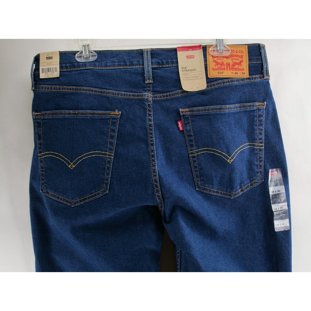 Levis 514 Straight Fit NWT Jeans Mens 36x30 Dark Wash Blue Stretch Denim New - Picture 8 of 11